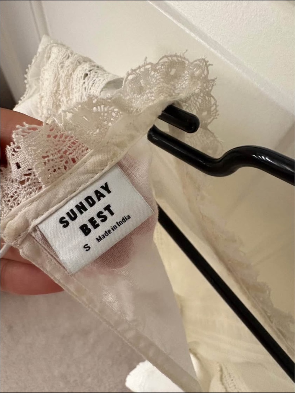 Sunday Best White Lace Pintuck Smocked Crop Blouse - Picture 4 of 4
